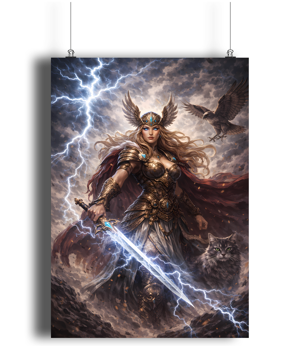Freyja Norse goddess art print A4 mythology wall art