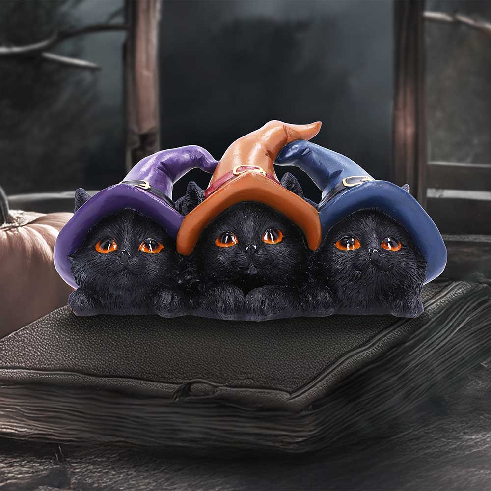 Trio of Mischief Cat Figurine hand-painted polyresin three playful kitten ornament