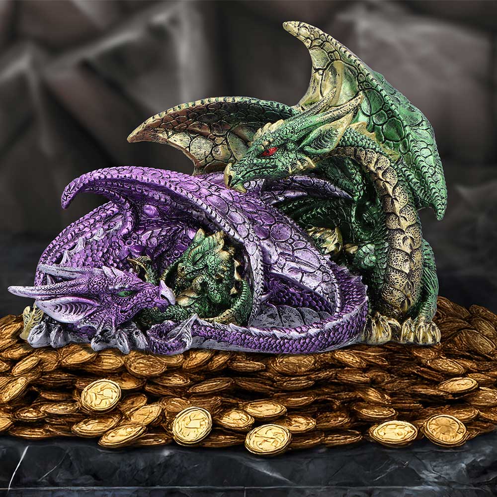 Precious Hoard Dragon Family Figurine hand-painted polyresin dragon family sculpture