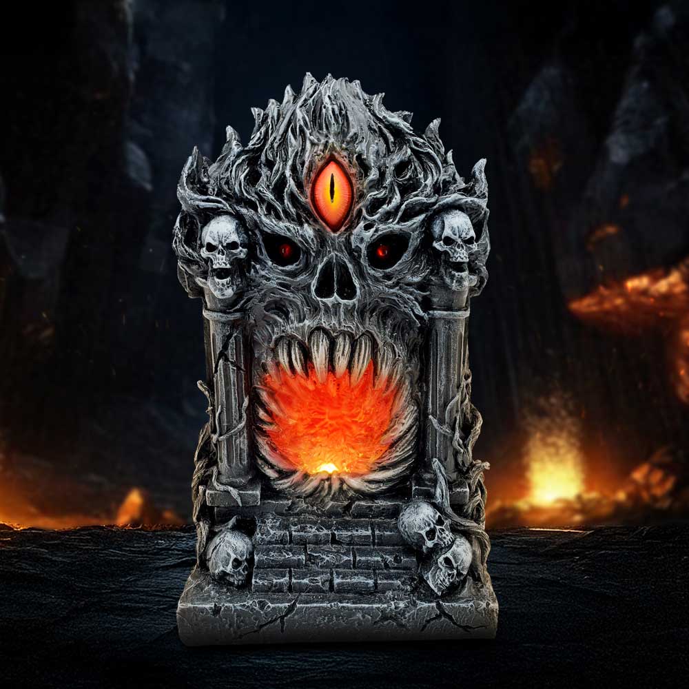 Gates of the Underworld LED Gothic Door Figurine – gothic resin door arch with integrated LED lighting
