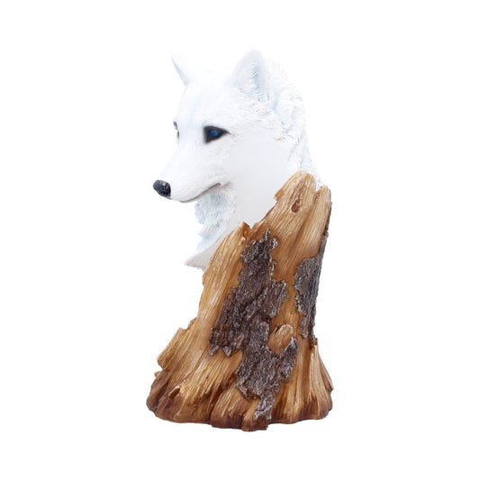 Pour of the Wild Wolf Wine Bottle Holder - Side showing white wolf head and tree-like bottle cradle