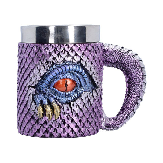 Watchers Thirst Dragon Tankard Small - front with red eye and purple scaled exterior