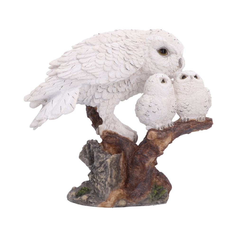 Nest of Love Owl Family Ornament - side view of the mother owl and two pale owlets