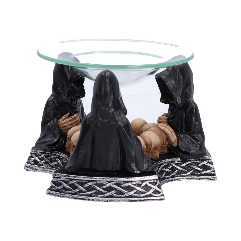 Eternal Offering Reaper Oil Burner - side of the removable glass dish above pale skulls