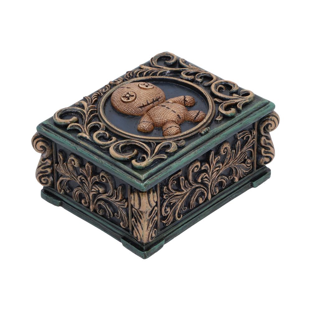 Voodoo Treasure Trinket Box - opposite angle of the patterned removable lid and storage base