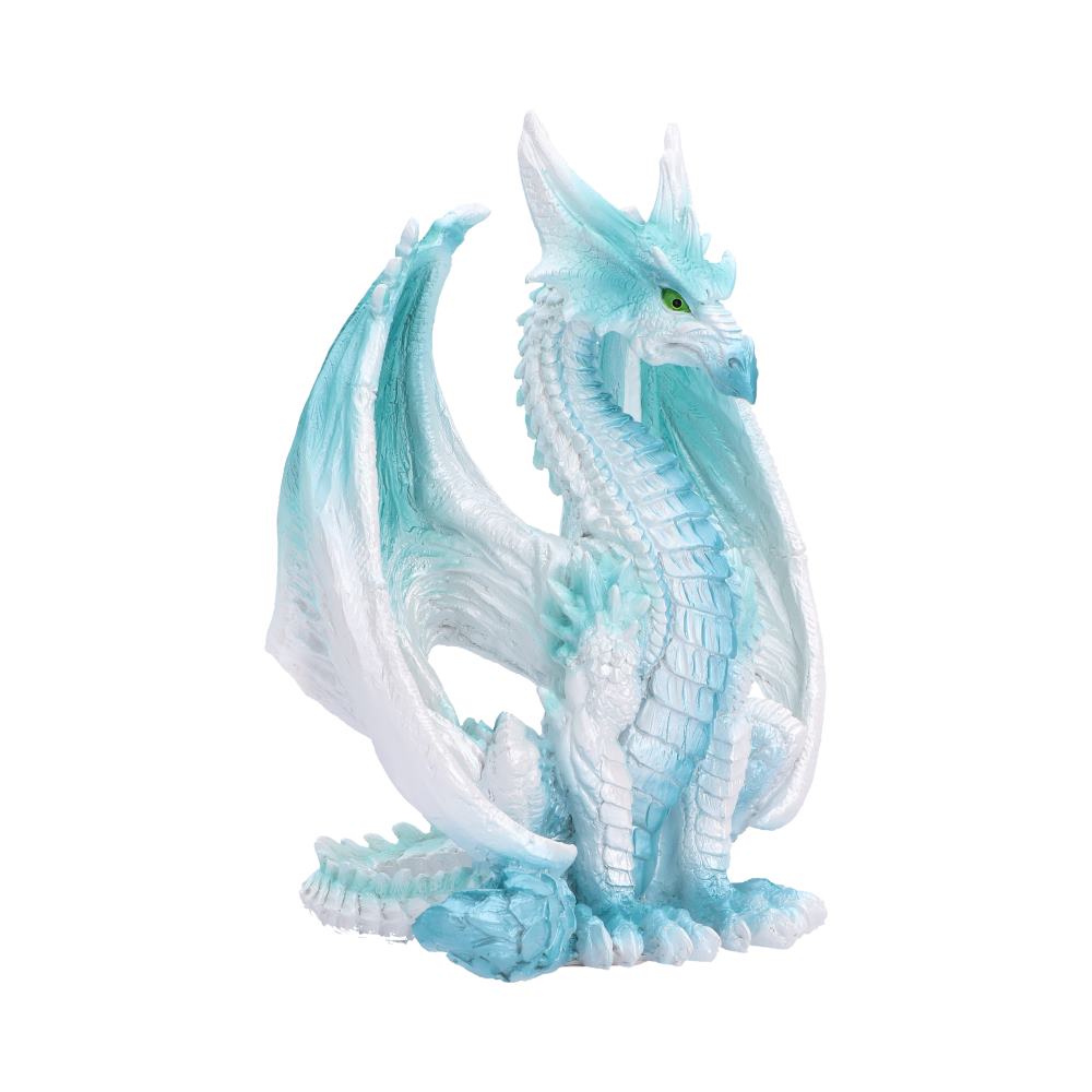 Blizzard Ice Dragon Ornament - side profile of the upright neck and icy horn details