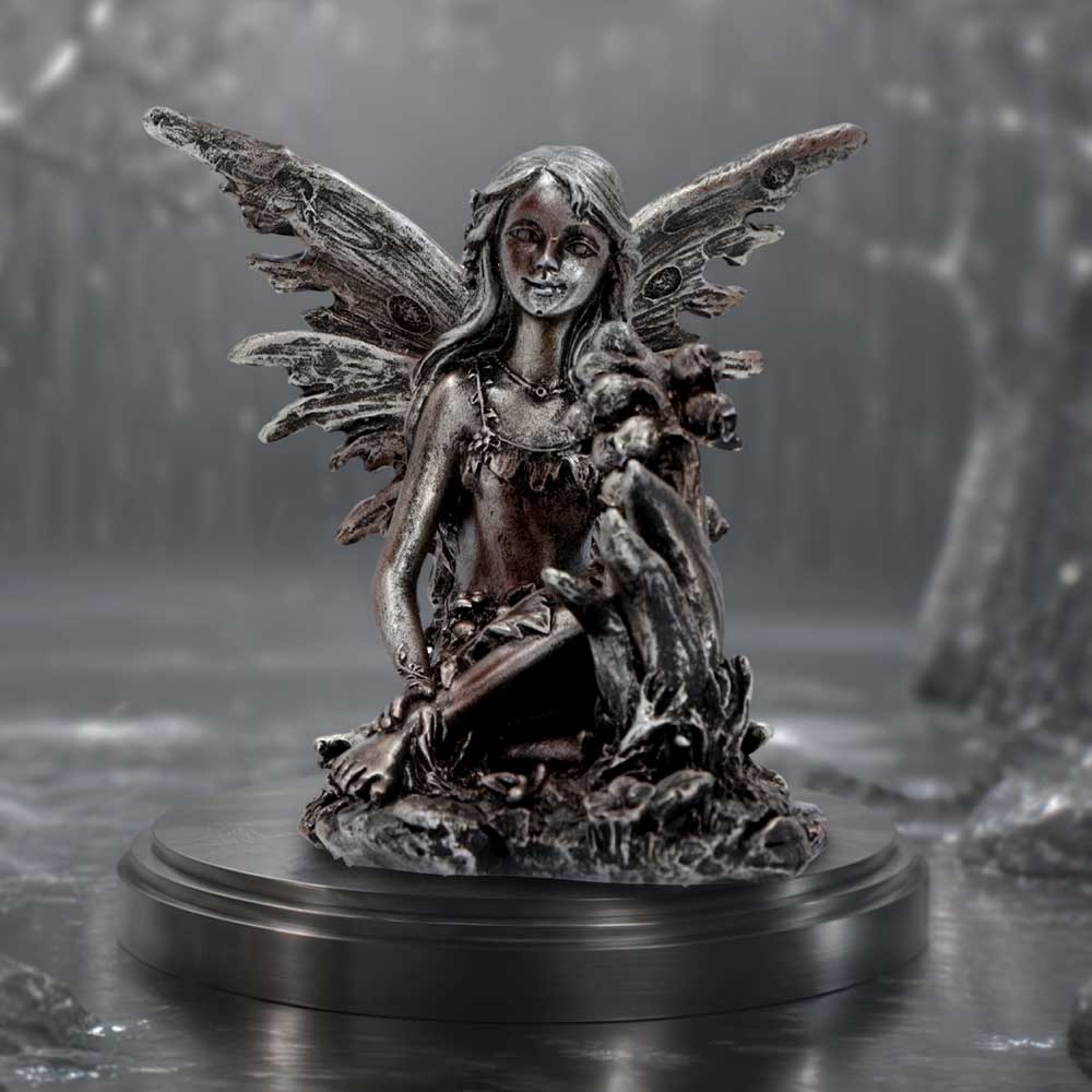 Enchanted Forest Blossom Fairy Figurine - fairy on a woodland display pedestal