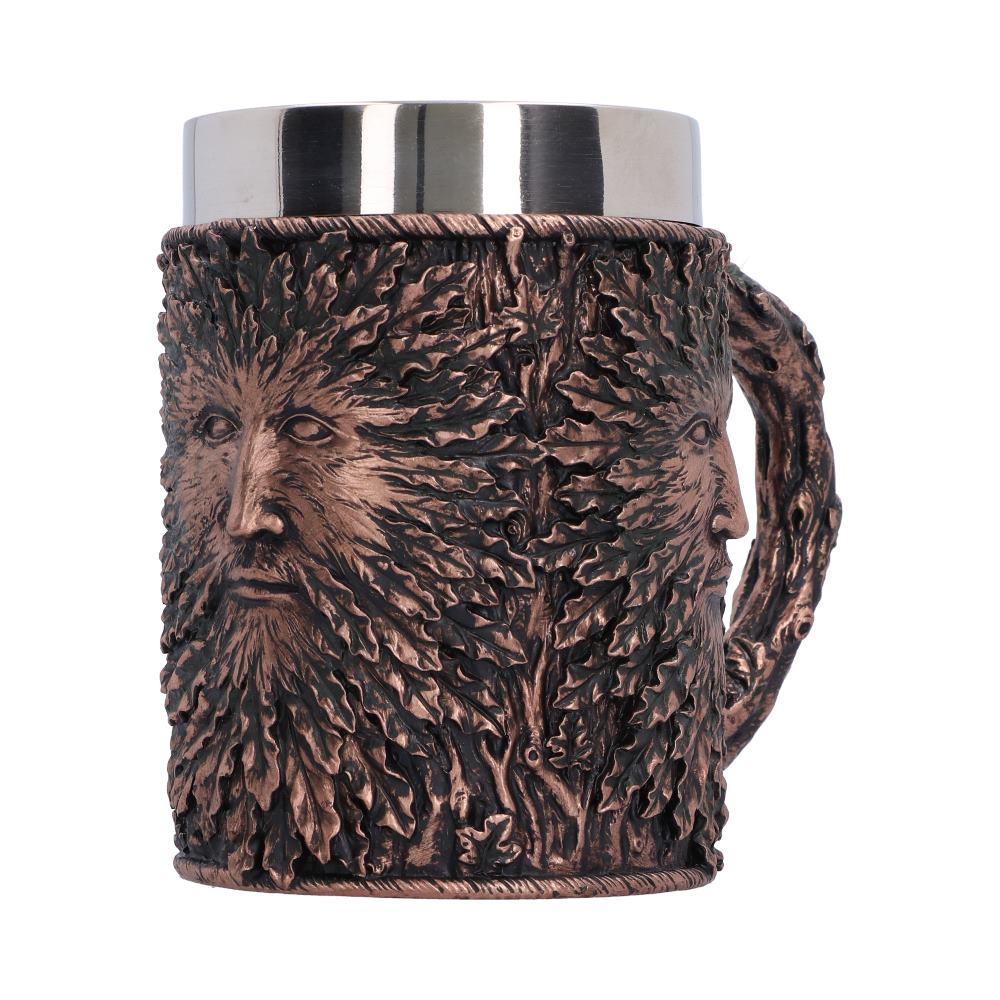 Oak Father Treeman Tankard - side of the curved bark-style handle and patterned body