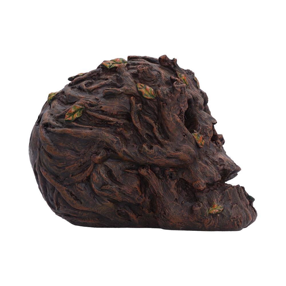 Deadwood Tree Skull Ornament - side profile of the bark-like jaw and uneven crown