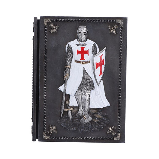 Templar’s Oath Medieval Journal - white-tunicked knight and red-cross shield on the dark journal cover