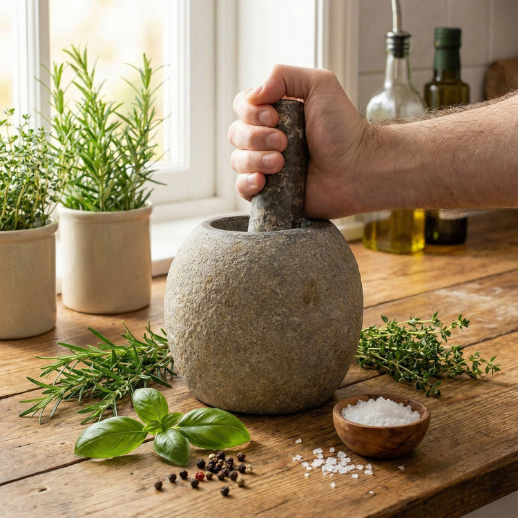 Preparation tools pestle and mortar for herbs and incense blending