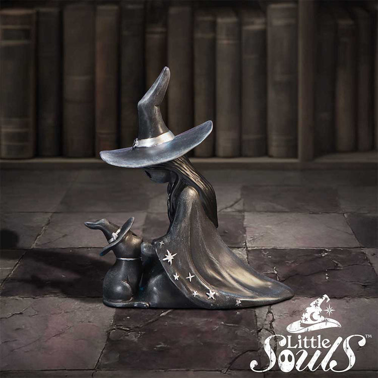 Nemesis Now Little Souls witch figurines with gothic characters, black cats, crescent moons, cauldrons and magical hand-painted details