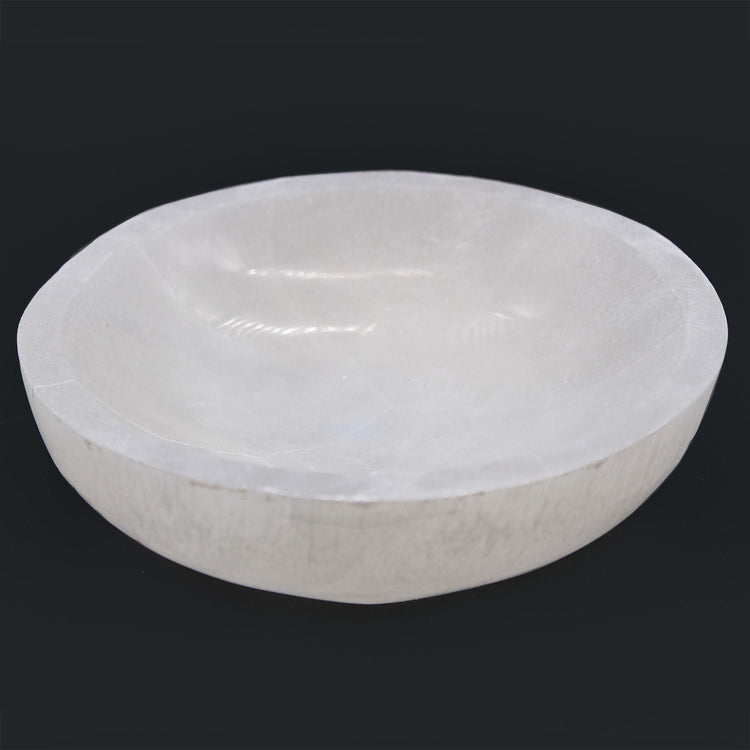 Selenite Bowl – polished natural selenite crystal bowl for energy cleansing, crystal charging, altar décor and spiritual rituals UK