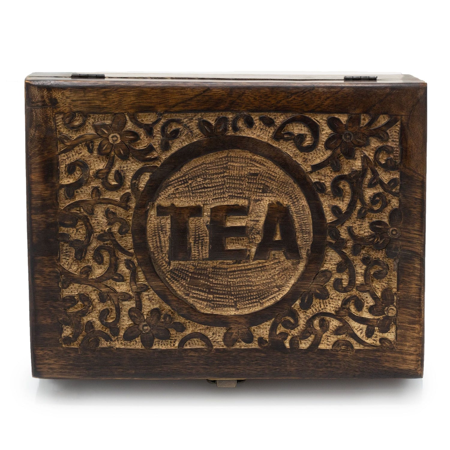 Tea Storage collection featuring wooden boxes,  airtight tins and jars for preserving loose leaf and herbal tea freshness in a tidy home setting.
