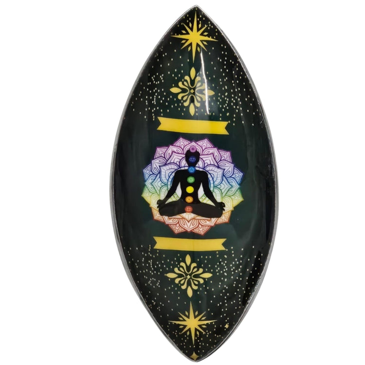 Collection of enamel incense holders with spiritual and boho designs