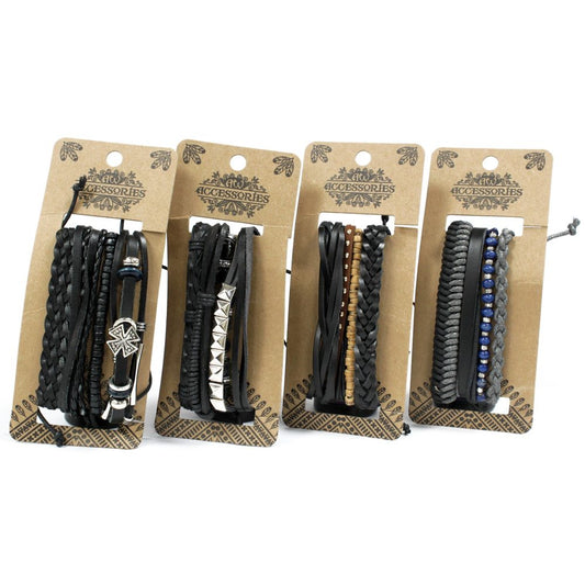 Mens Bracelet Sets - Black and Macho (asst)