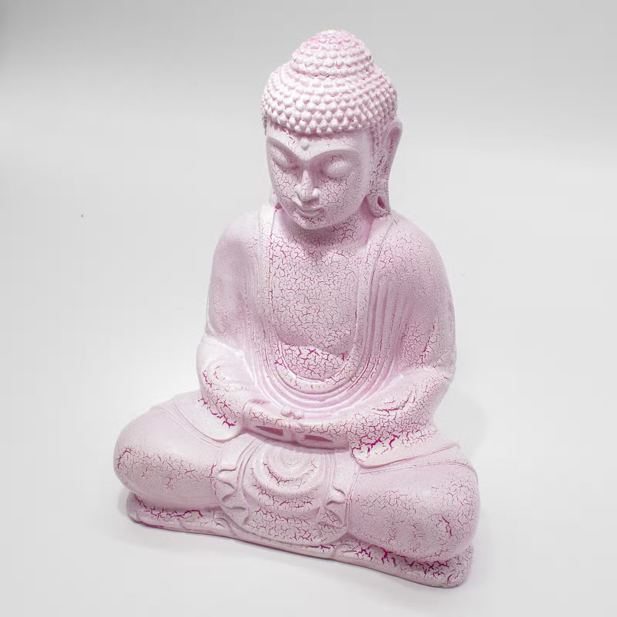 Meditation Buddha Lamp Cherry Crackle - Oval Stand
