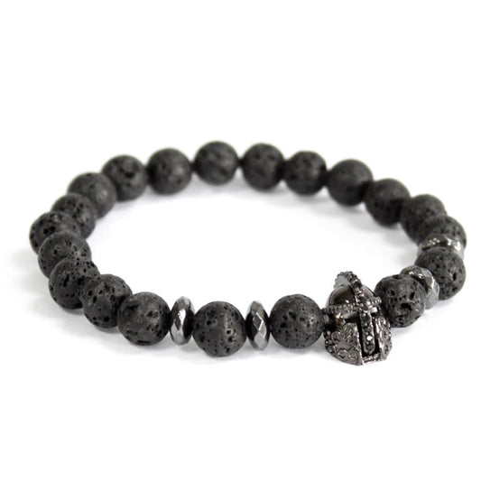 Knights Helmet / Lava Stone - Gemstone Bracelet