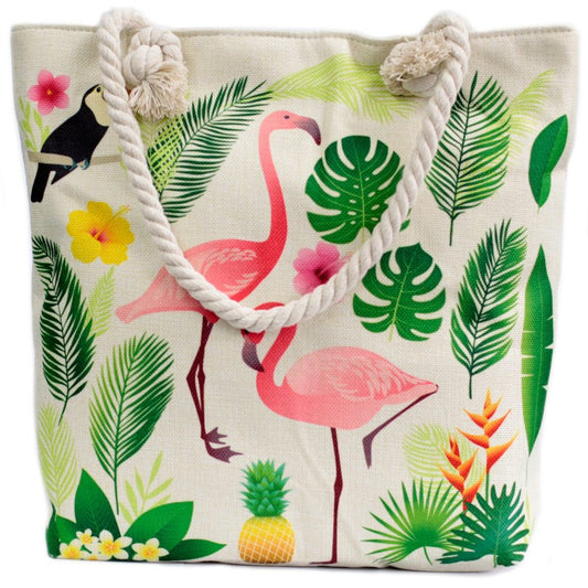 Rope Handle Bag - Flamingo and More