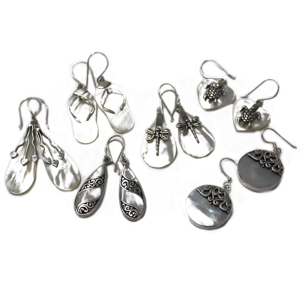 Shell and Silver Earrings - Teardrop- MOP