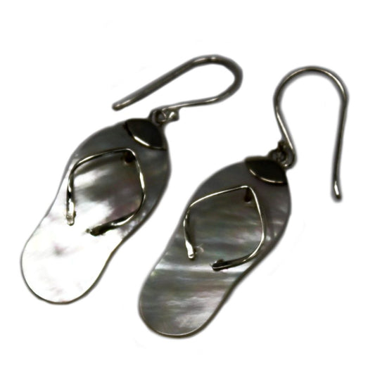Shell and Silver Earrings - Flip - flops- MOP