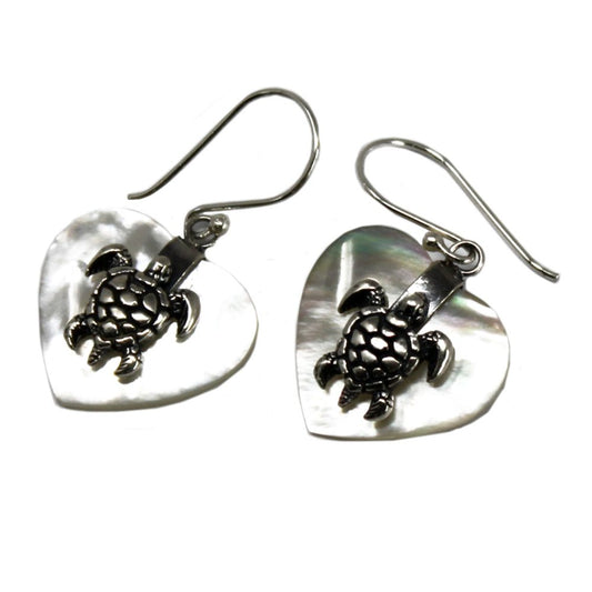 Shell and Silver Earrings - Sea Turtle - MOP