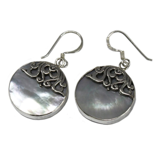Shell and Silver Earrings - Classic Disc - MOP