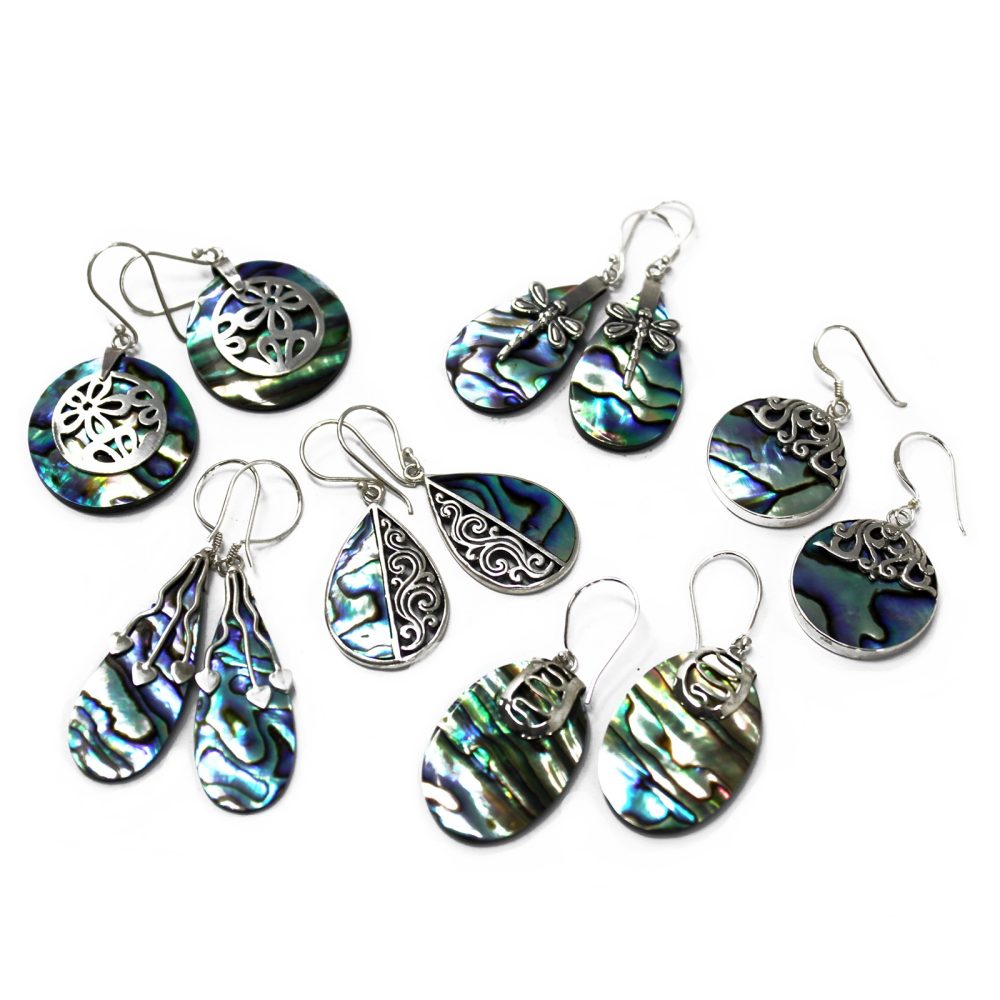 Shell and Silver Earrings - Teardrop- Abalone