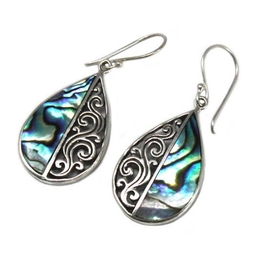 Shell and Silver Earrings - Teardrop- Abalone
