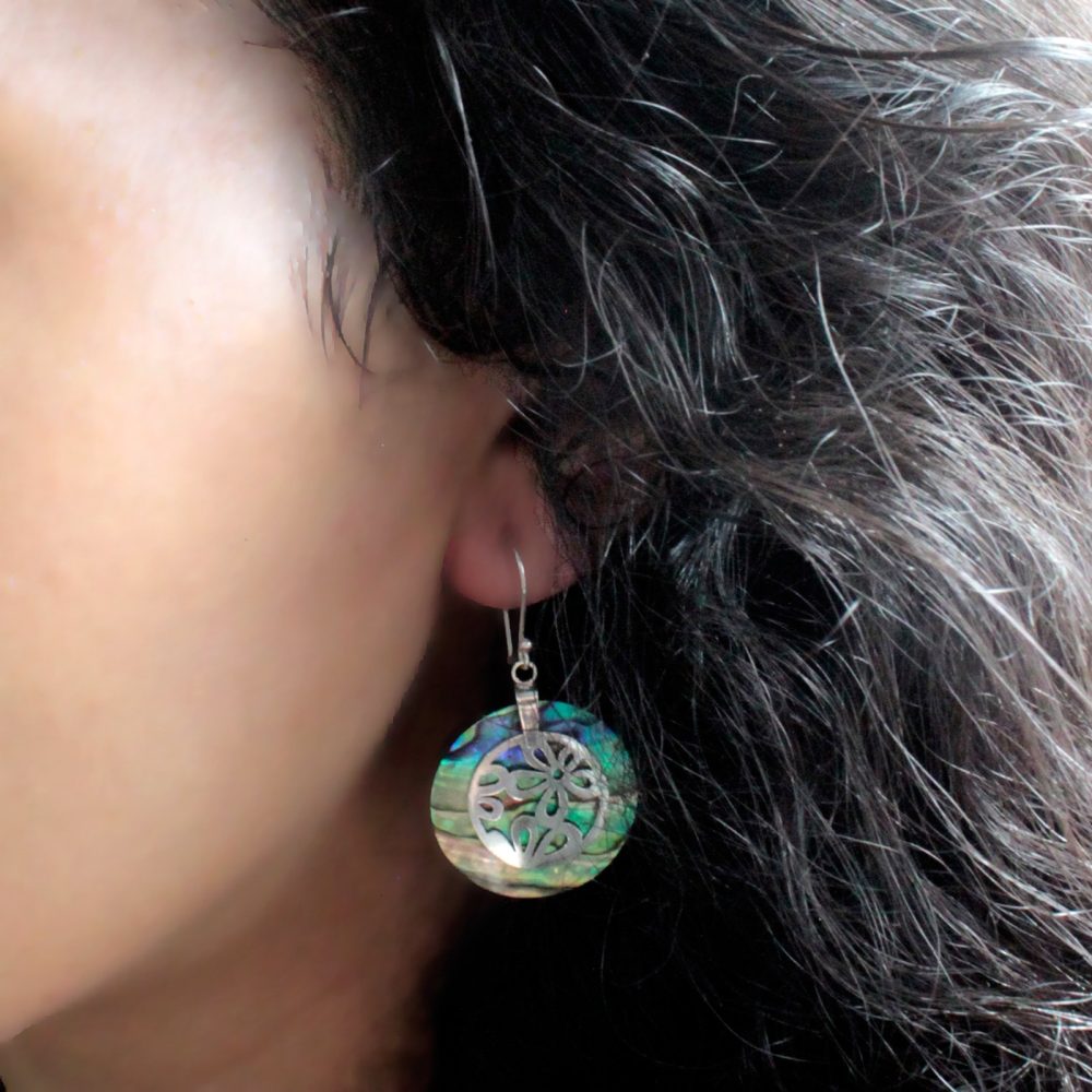 Shell and Silver Earrings - Teardrop- MOP
