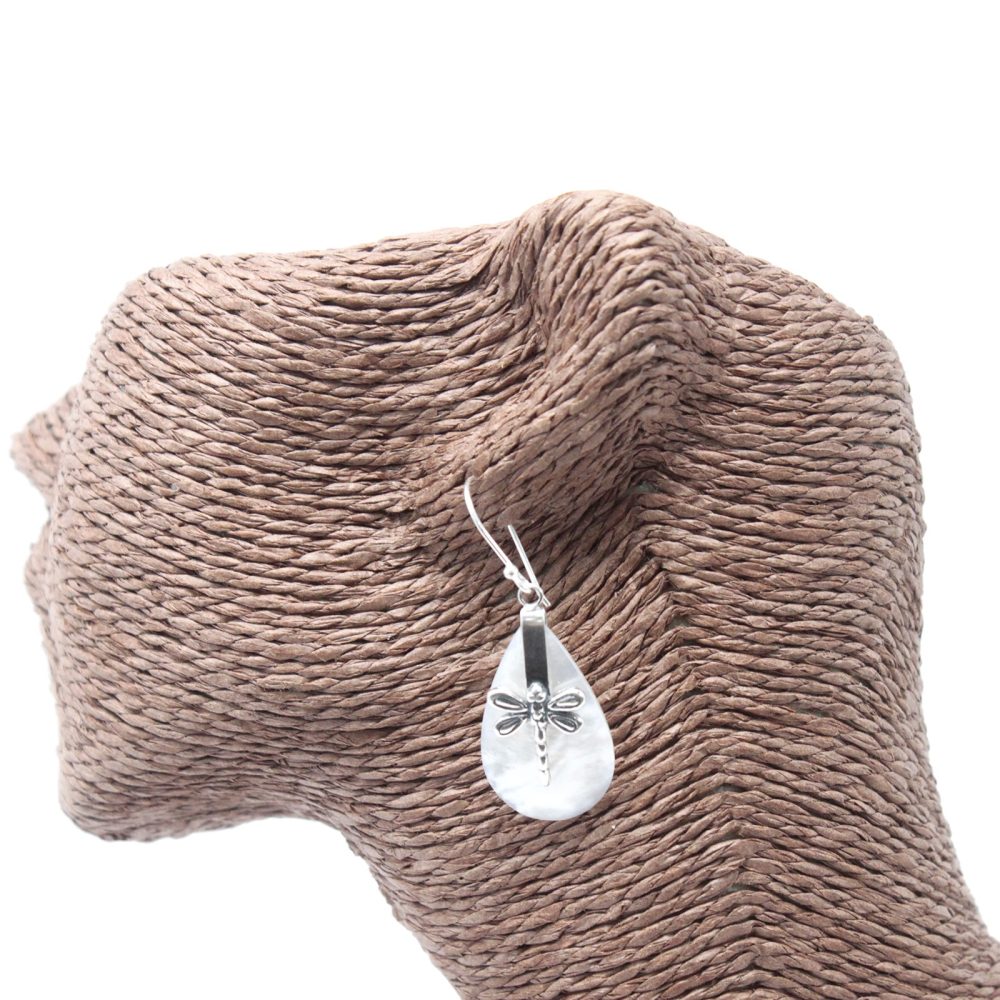 Shell and Silver Earrings - Dragonflies - MOP
