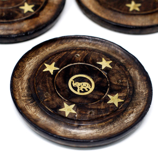 Mango Wood Disc 10cm (Cone and Incense)