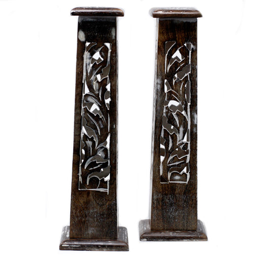 Tapered Incense Tower Washed Mango Wood