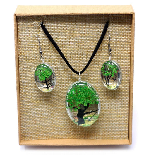 Pressed flowers - Tree of Life set - Green