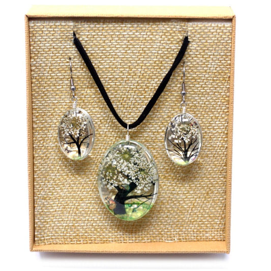 Pressed flowers - Tree of Life set - White