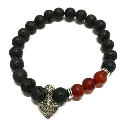 Lava Stone Bracelet - Axe - head Carnelian
