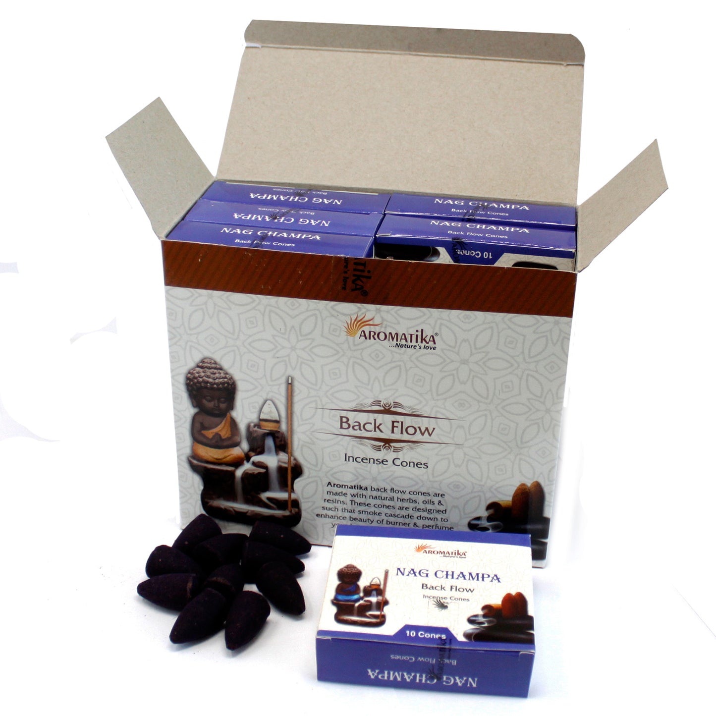 Aromatika Backflow Incense Cones - Nag Champa