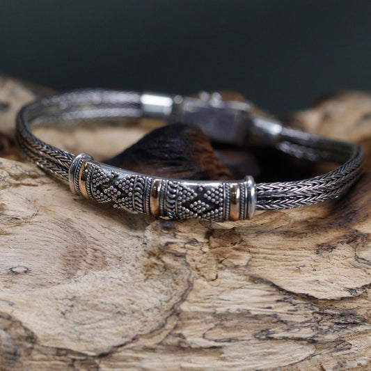 Silver and Gold Bracelet - Unisex Single Chain