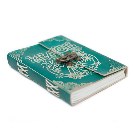 Leather Green Peace with Lock Notebook (75)