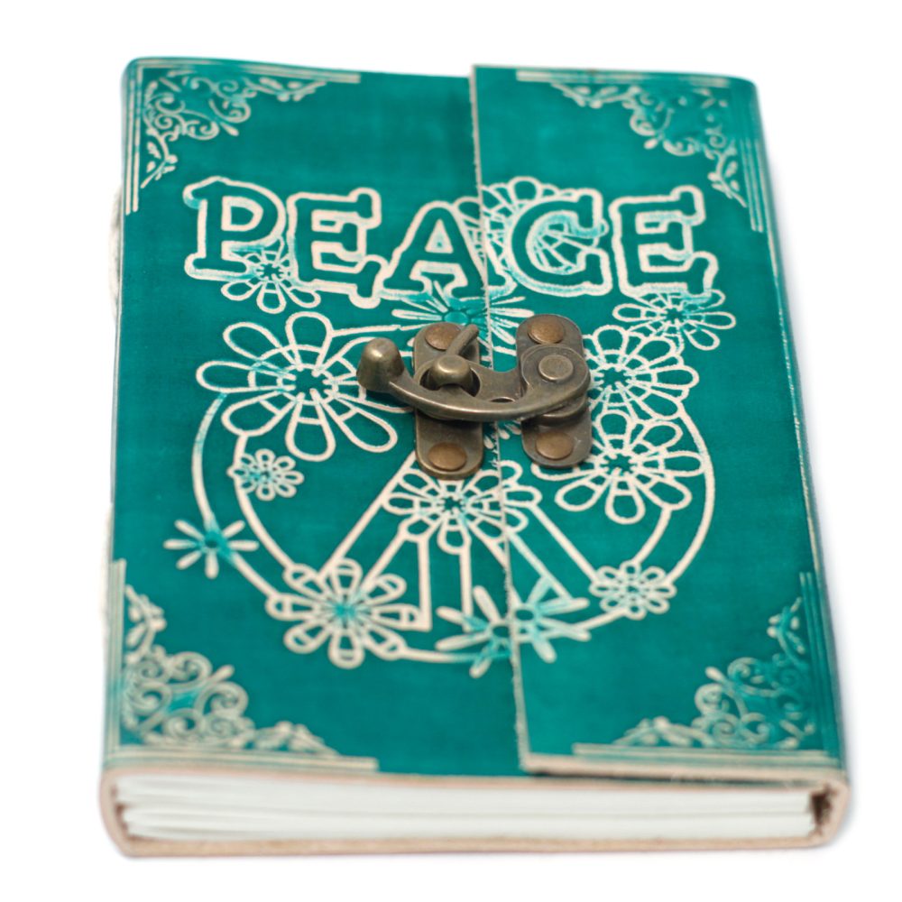 Leather Green Peace with Lock Notebook (75)