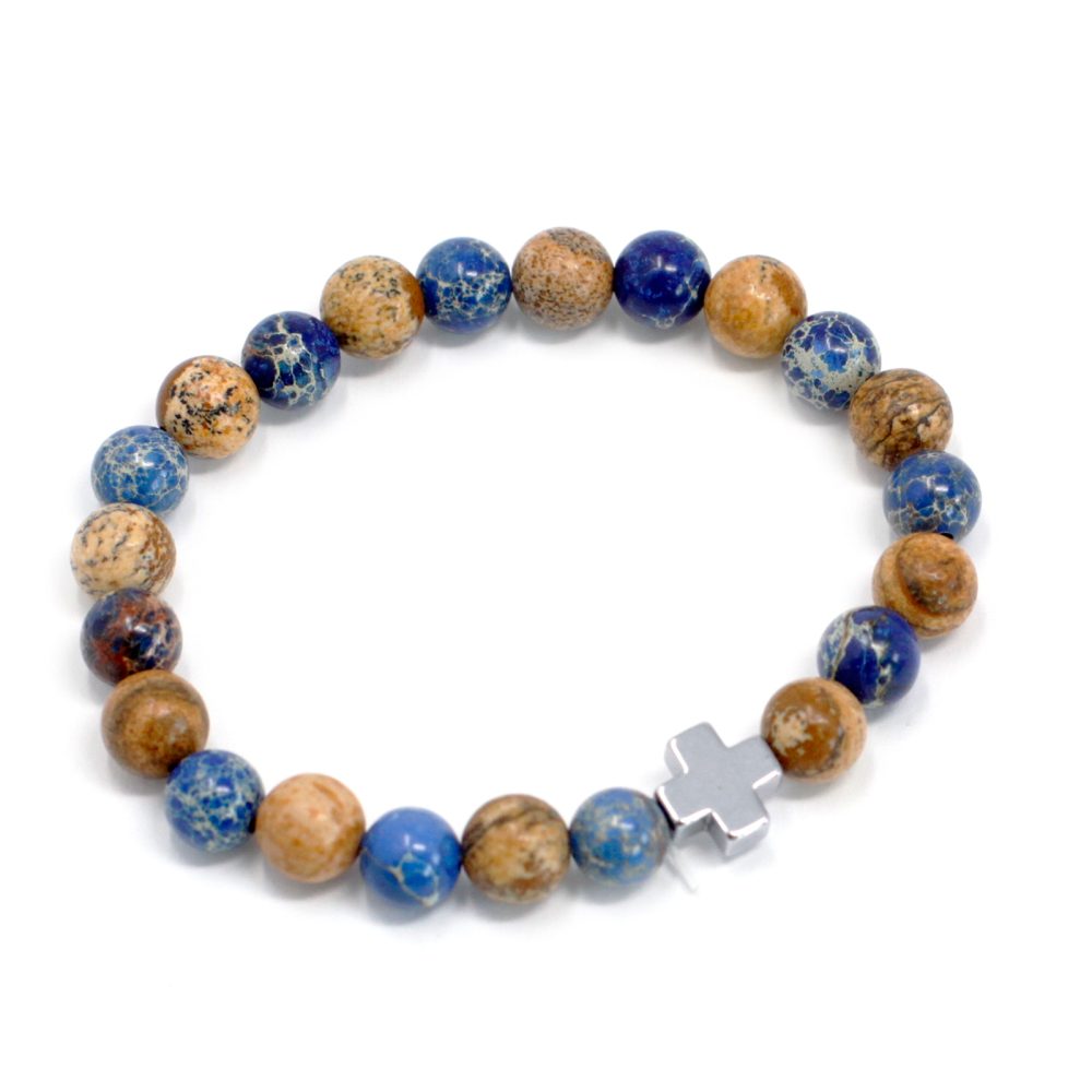 Set of 2 Gemstones Friendship Bracelets - Support - Sodalite and Picturestone