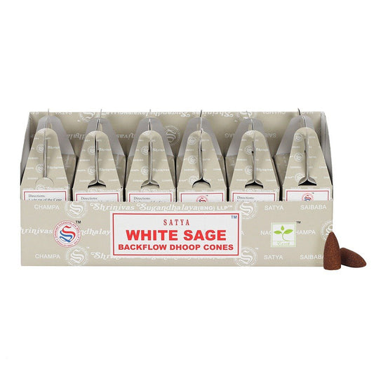 Satya Backflow Dhoop Incense Cones - White Sage (24pcs)