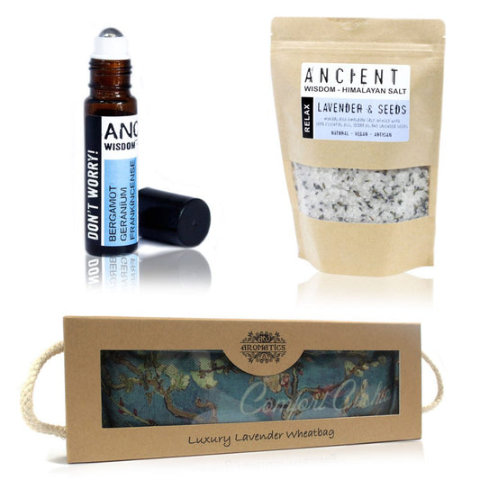 Bath Salts, Roll - on Blend and Wheat Bag Set