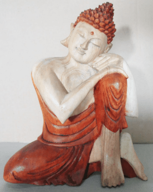 Hand Carved Buddha Statue - 25cm Thinking