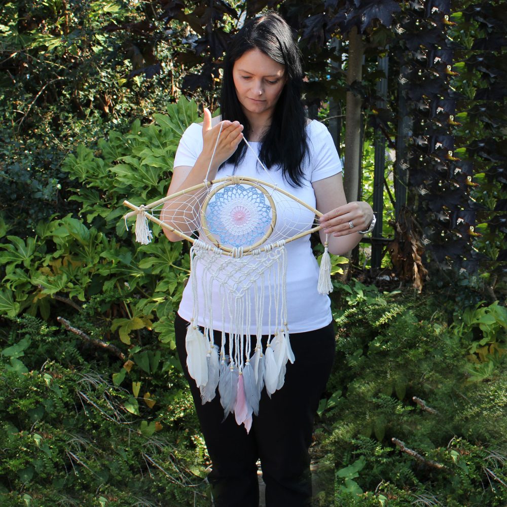 Evil Eye Protection Dreamcatcher Blue/White/Black
