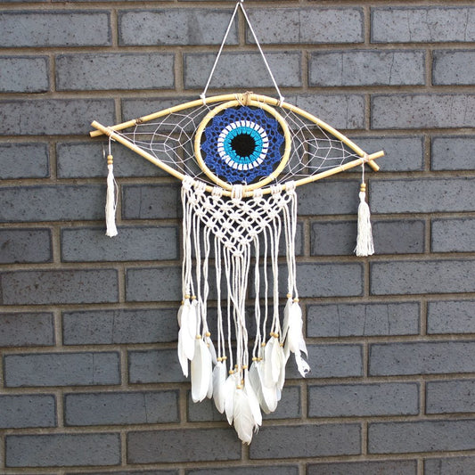 Evil Eye Protection Dreamcatcher Blue/White/Black