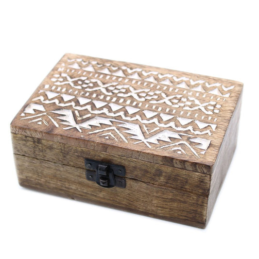 White Washed Wooden Box - 64 Slavic Design