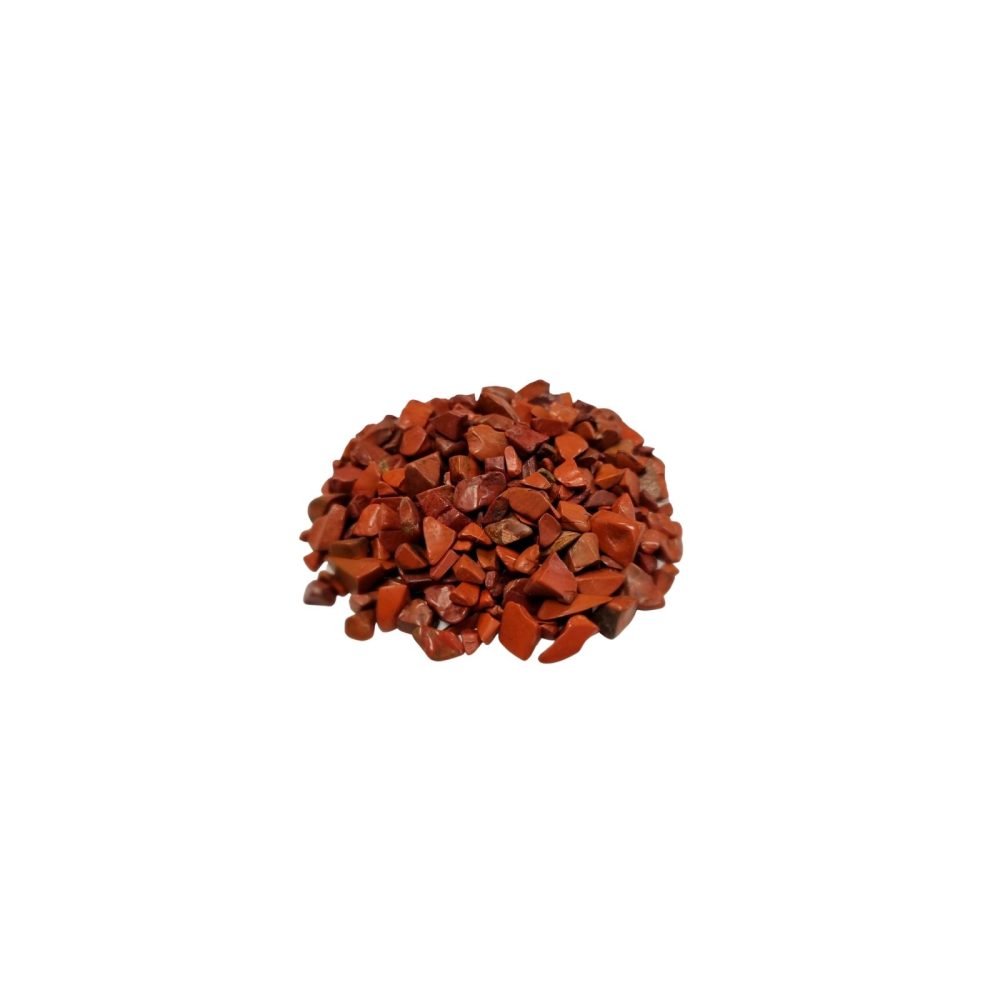Reddish-brown, gravel-sized stones are piled up into a heap. The stones' irregular shapes are shown against a plain white background.