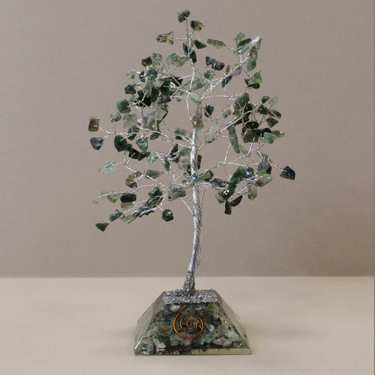 Moss Agate Gemstone Tree with Organite Base - 160 Stone