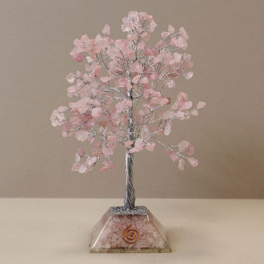Rose Quartz Gemstone Tree with Organite Base - 320 Stone